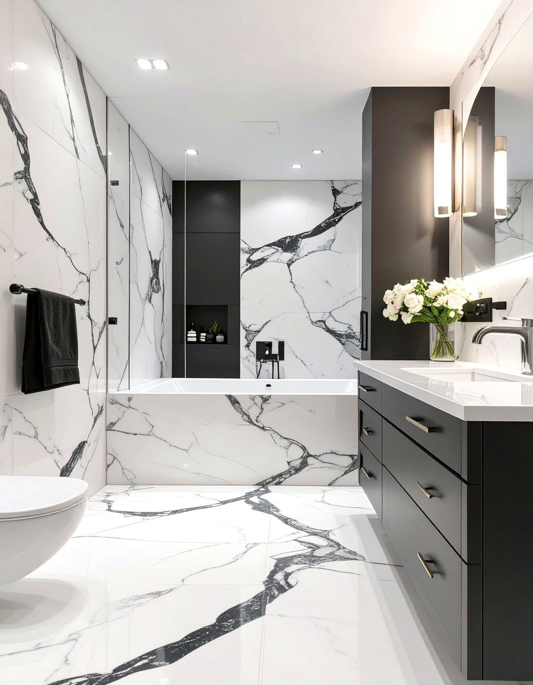 Black and White Marble Bathroom - 30 bathroom colors ideas