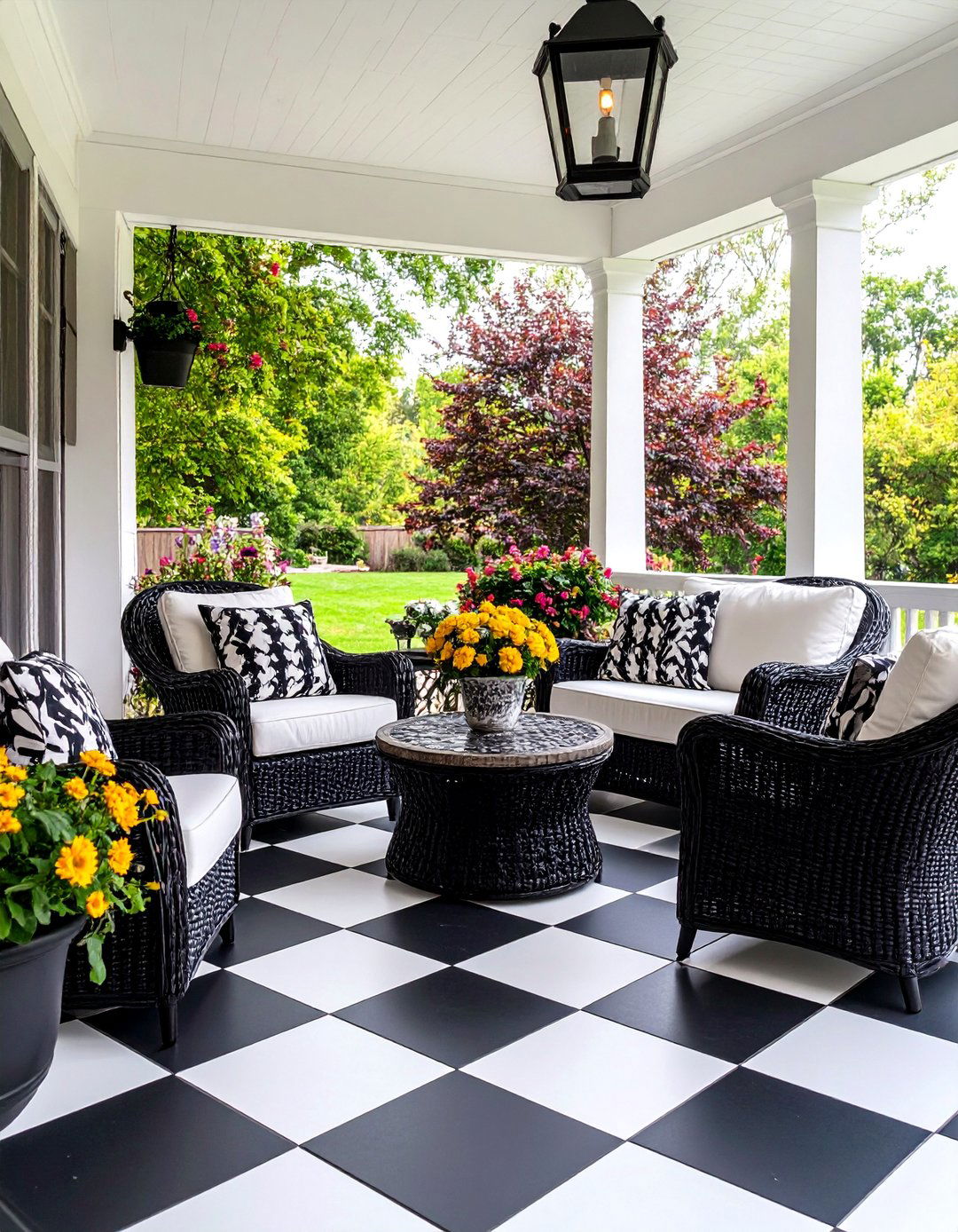 Black and White Modern Porch - 30 3 season porch ideas