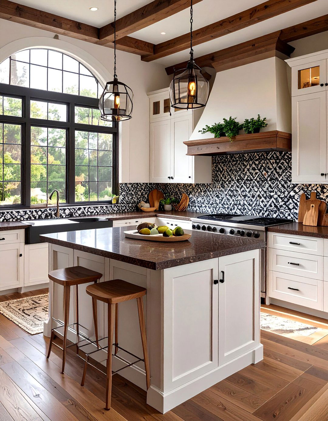Black and White Patterned Tile - 30 backsplash ideas for fantasy brown granite countertops