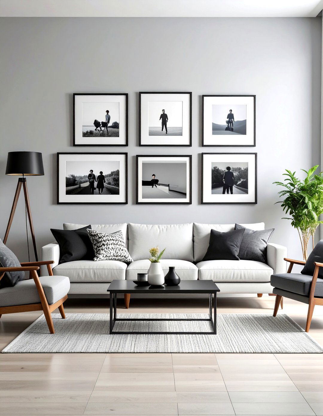 Black and White Photo Picture Wall - 30 picture wall ideas for living room