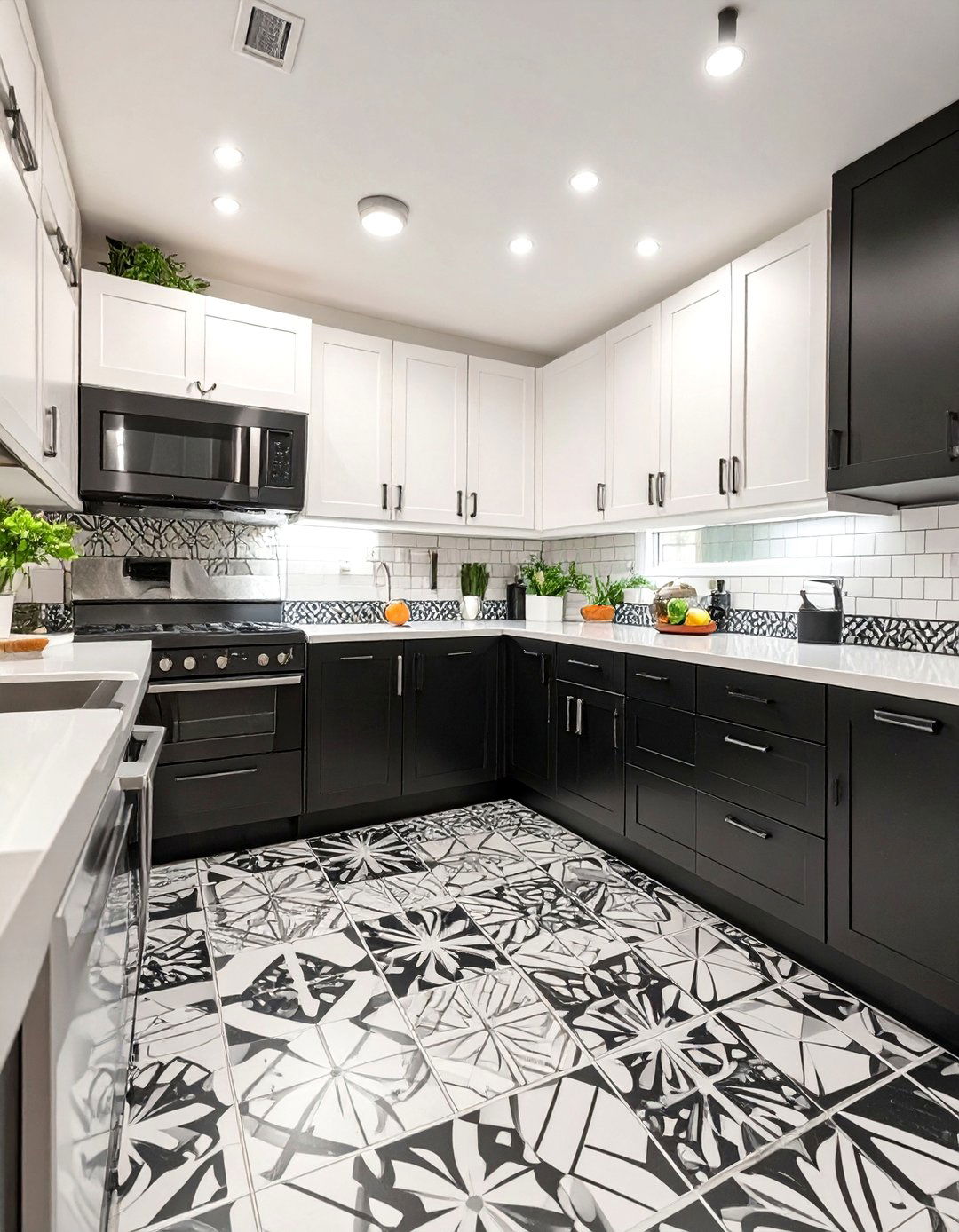 Black and White Themed Kitchen - 30 mobile home kitchen ideas