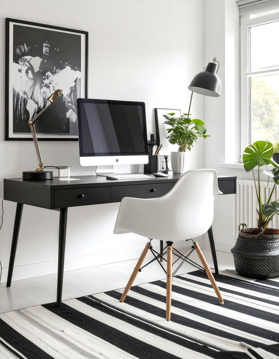 Black and White Themed Study - 30 study interior design ideas