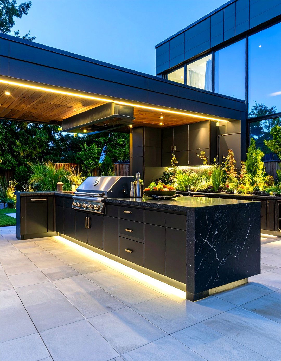 Black on Black Themed Outdoor BBQ Design - 30 outdoor bbq ideas