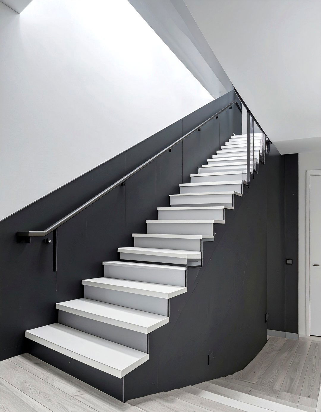Black to White Dramatic Stairwell - 30 gradation in interior design ideas