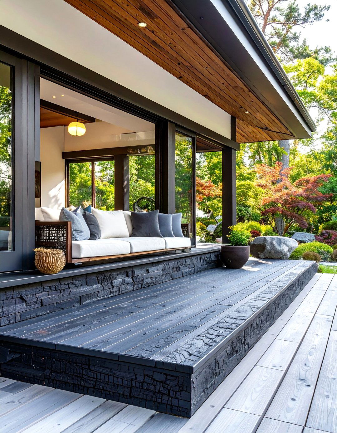 Blackened Wood Shou Sugi Ban Fascia - 30 deck fascia ideas