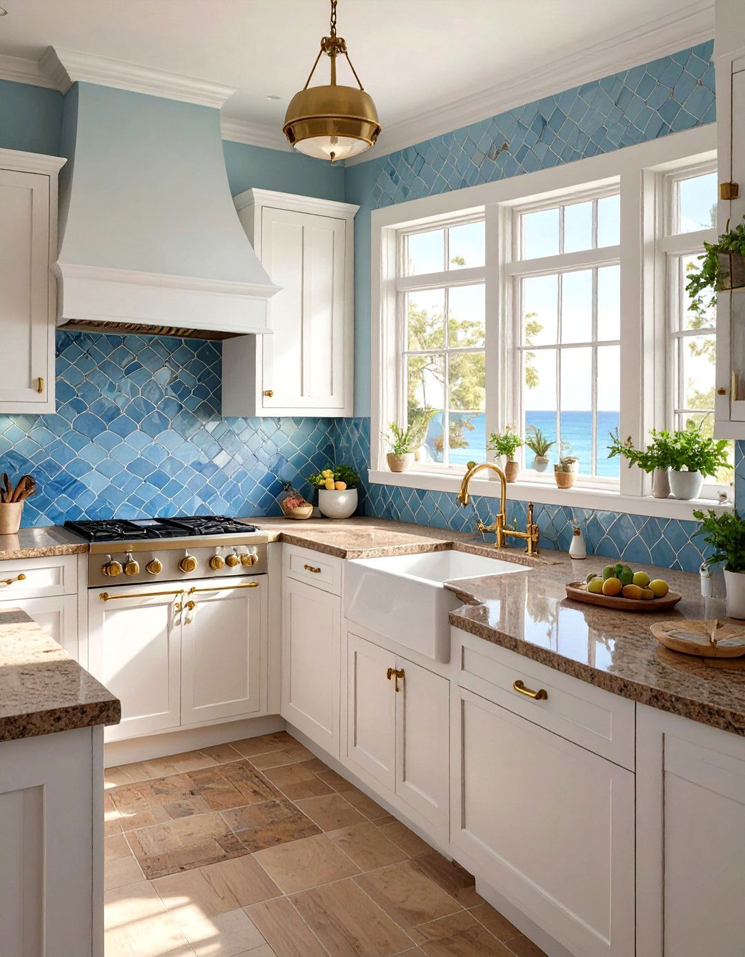 Blue Ceramic Tile Backsplash - 30 backsplash ideas for fantasy brown granite countertops