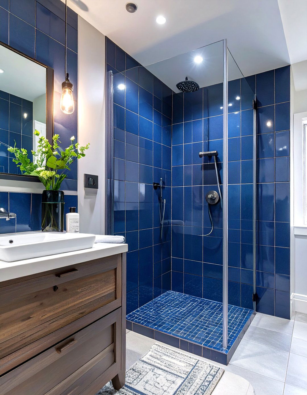 Blue Glazed Ceramic Shower Tiles - 30 shower bathroom tile ideas