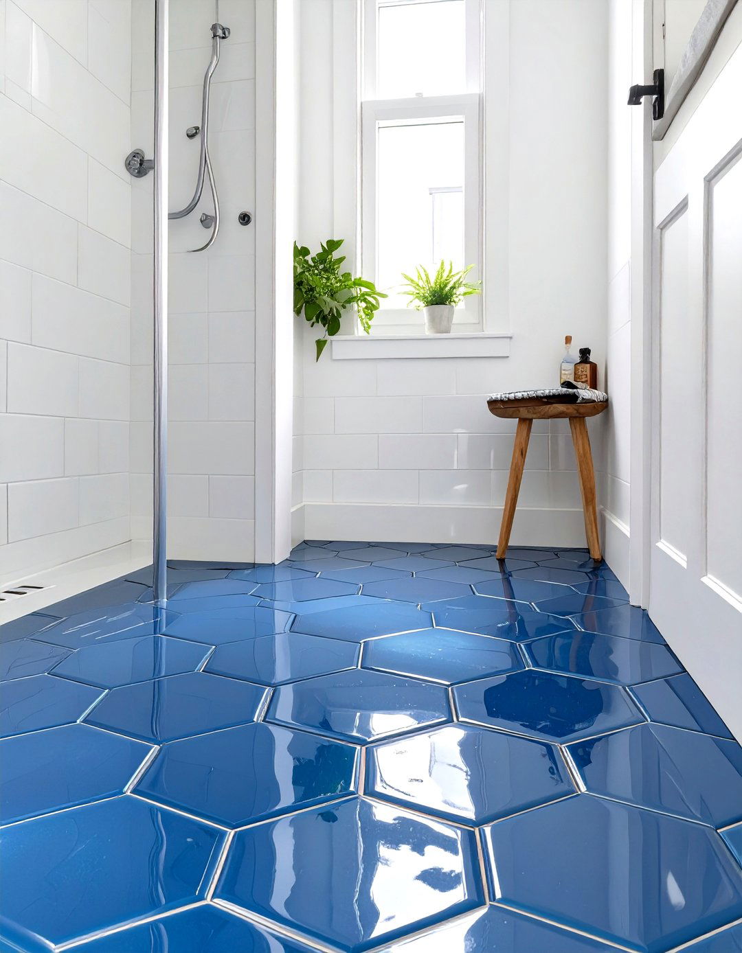 Blue Glazed Ceramic Tile Shower Floor - 30 shower floor ideas