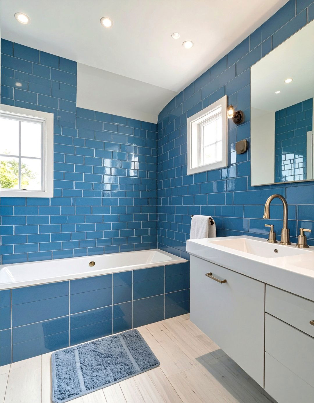 Blue Glazed Tiled Bathroom Walls - 30 tiled bathroom ideas