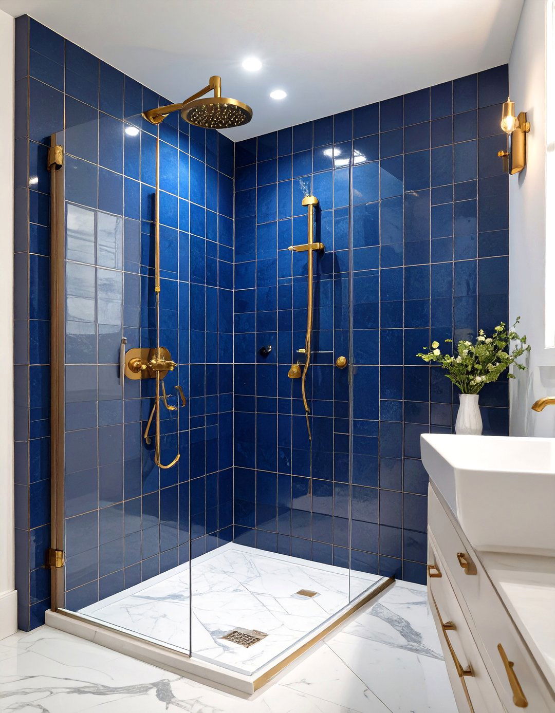 Blue Tile Walk In Shower - 30 master bathroom walk in shower tile ideas