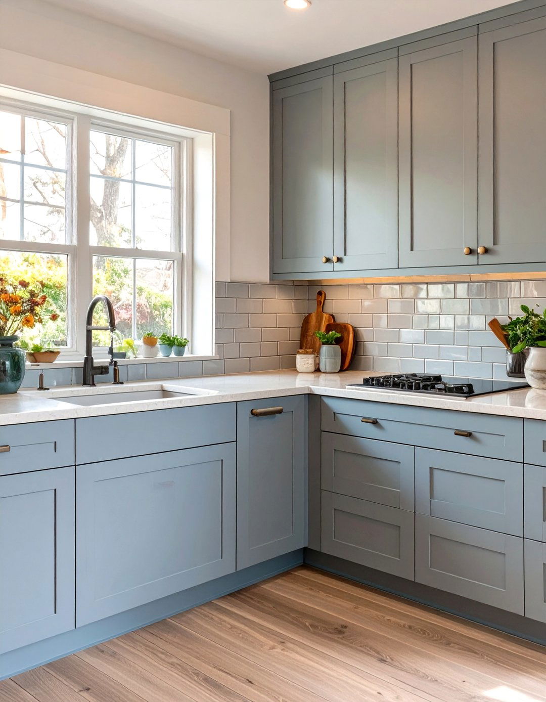 Blue and Gray Kitchen for a Subtle Cool Palette - 30 blue kitchen cabinets ideas