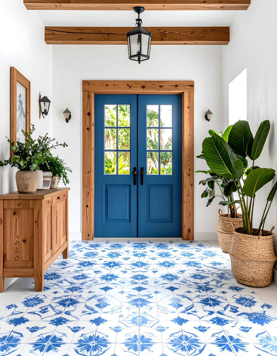 Blue and White Porcelain Entryway Tile - 30 entryway tile ideas
