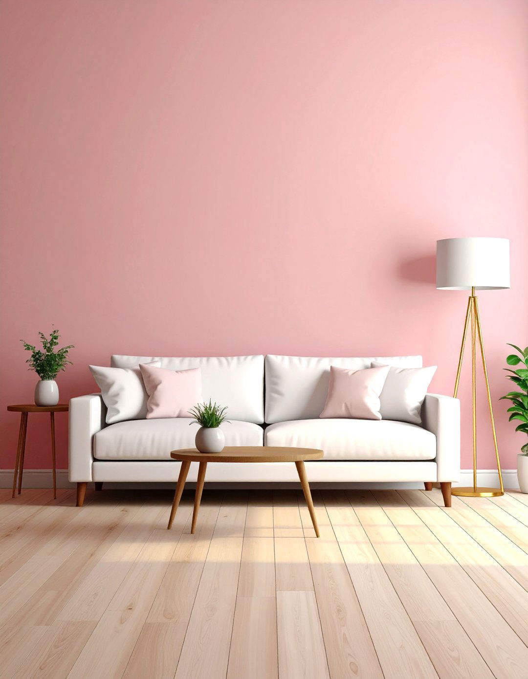 Blush Pink Accent Wall - 30 pink living room ideas