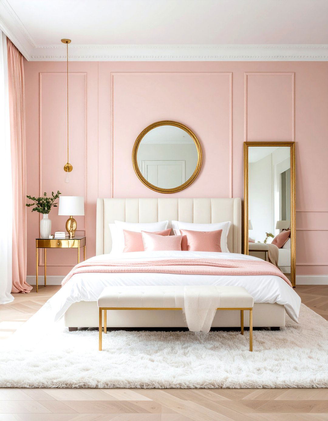 Blush Pink and Gold Accents Bedroom - 30 girls bedroom ideas pink