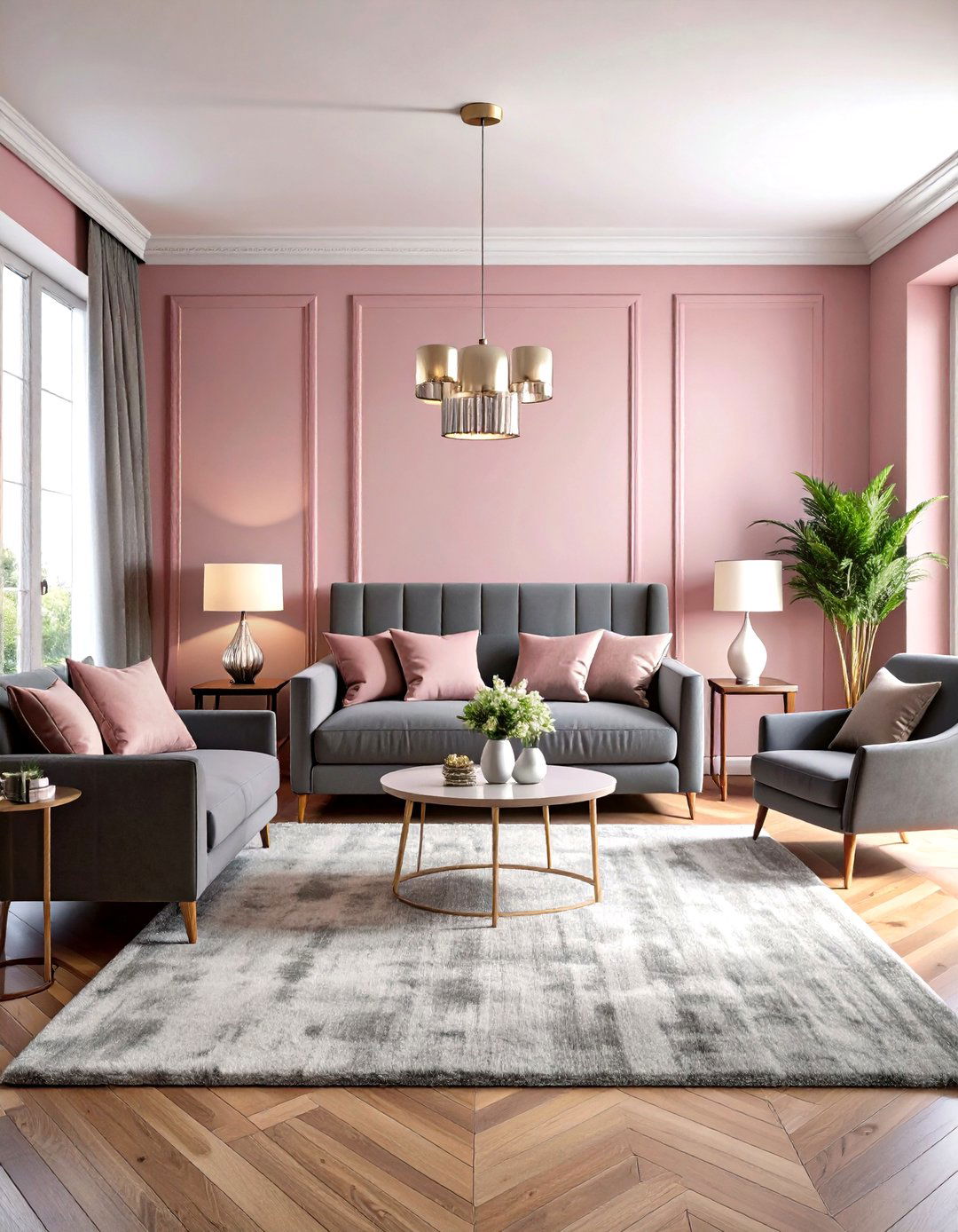 Blush Pink and Gray Color Scheme - 30 pink bedroom ideas