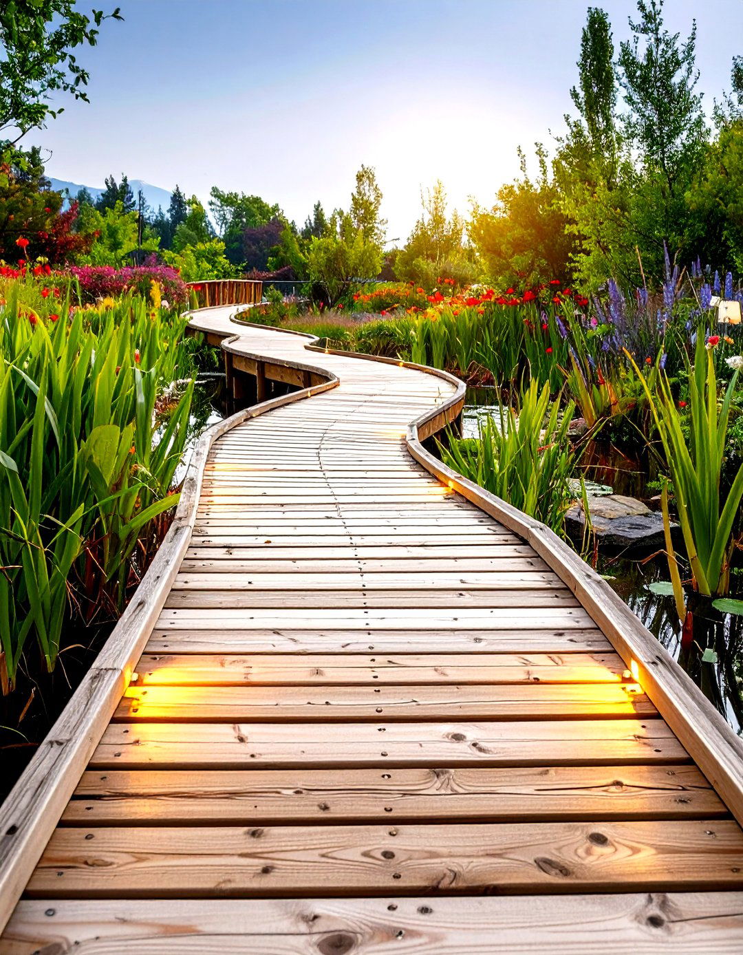Boardwalk Style Wooden Garden Walkway - 30 garden walkway ideas