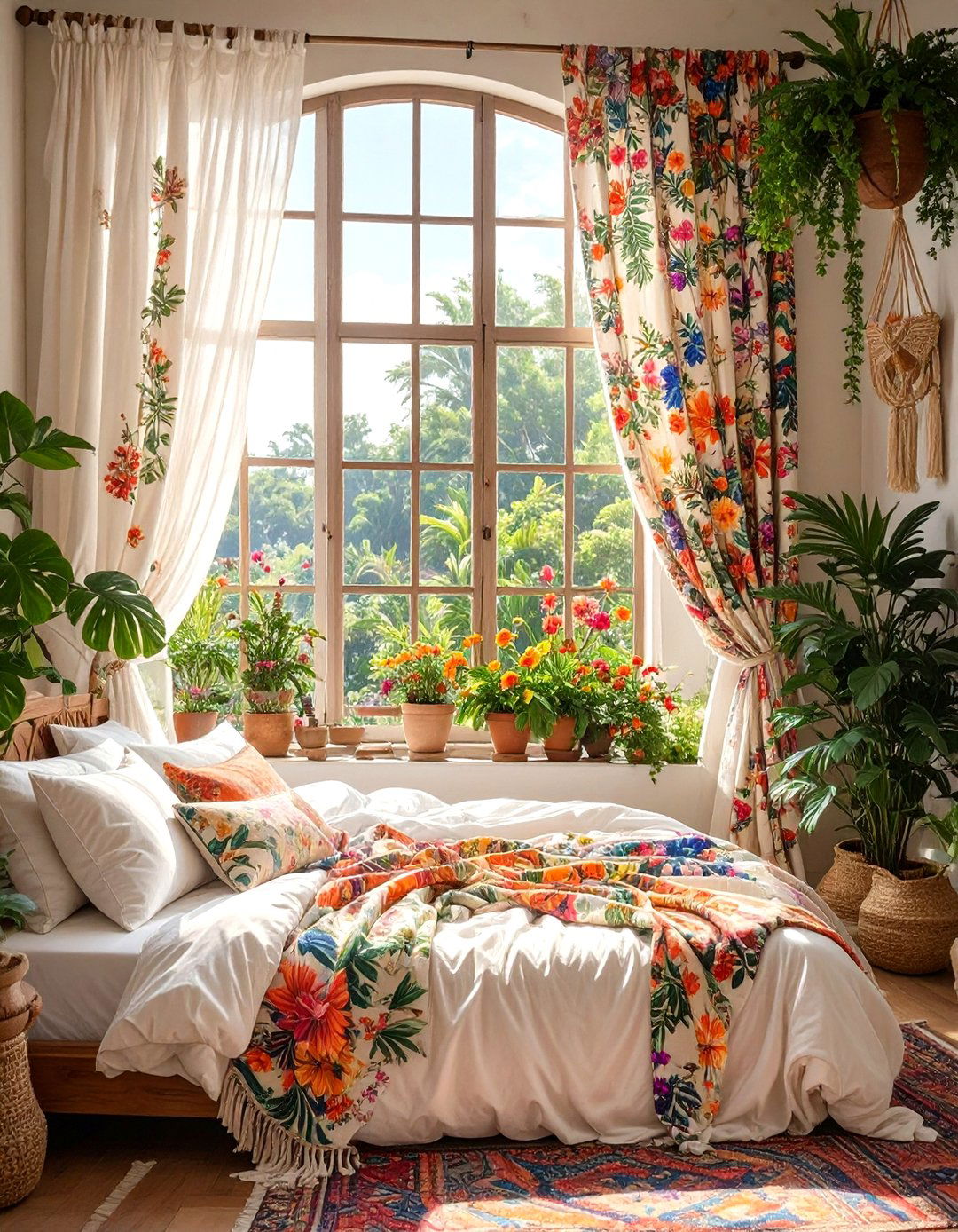 Bohemian Bedroom Layered Curtains - 30 bedroom window ideas