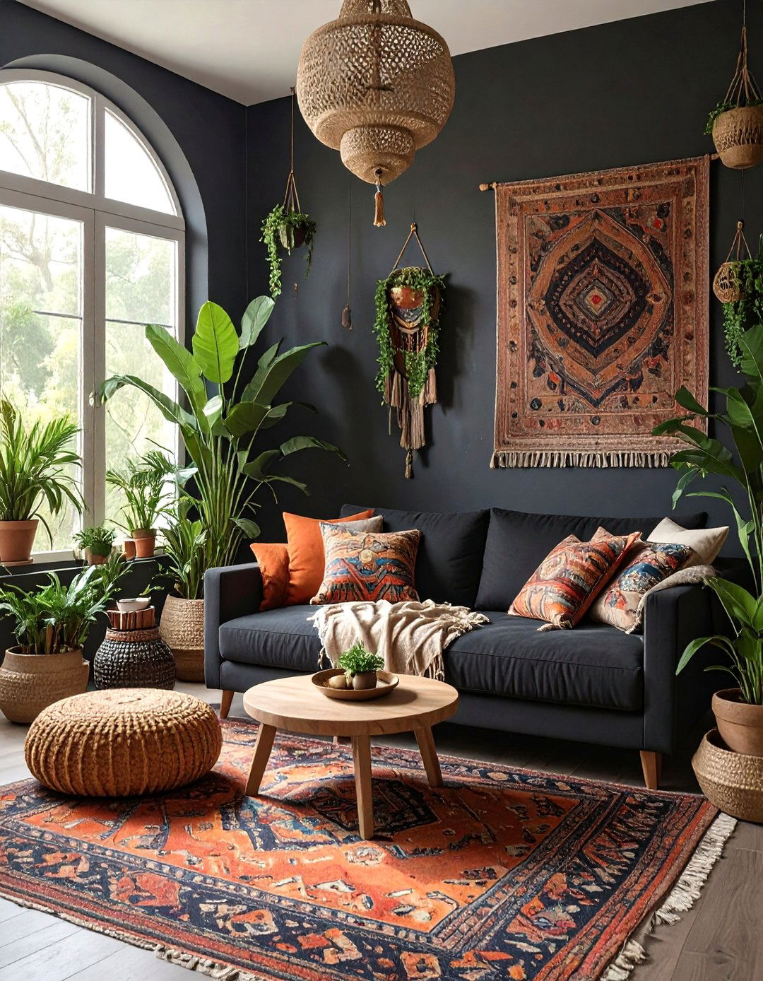 Bohemian Black Living Room - 30 black living room ideas