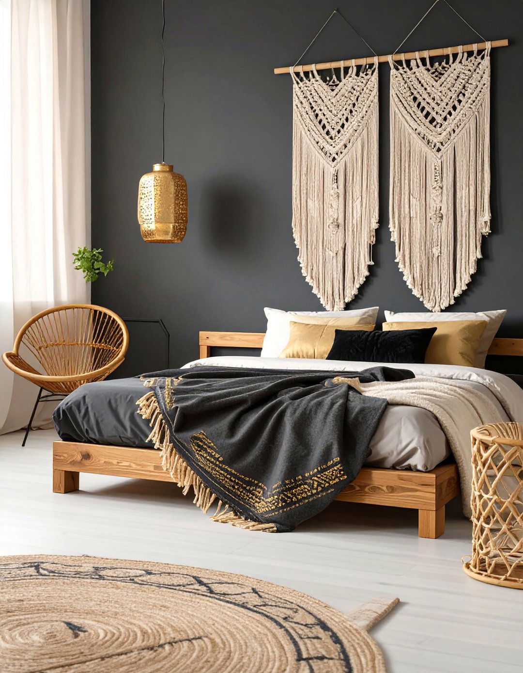 Bohemian Black and Gold Bedroom Retreat - 30 black and gold bedroom ideas