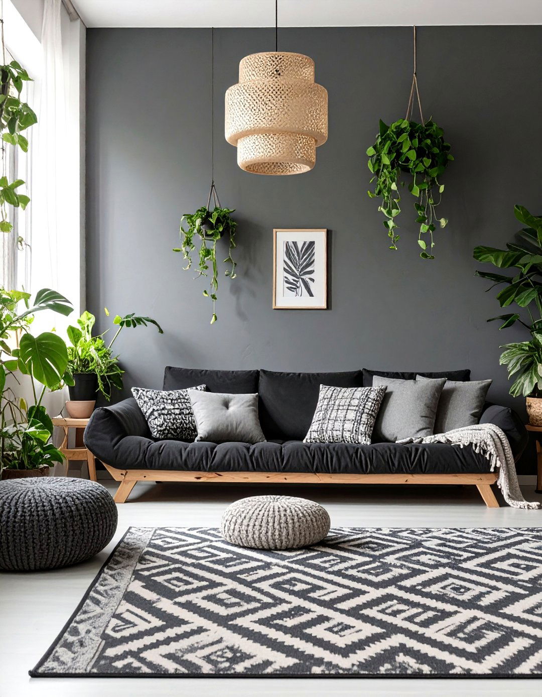 Bohemian Black and Grey Living Room - 30 black and grey living room ideas