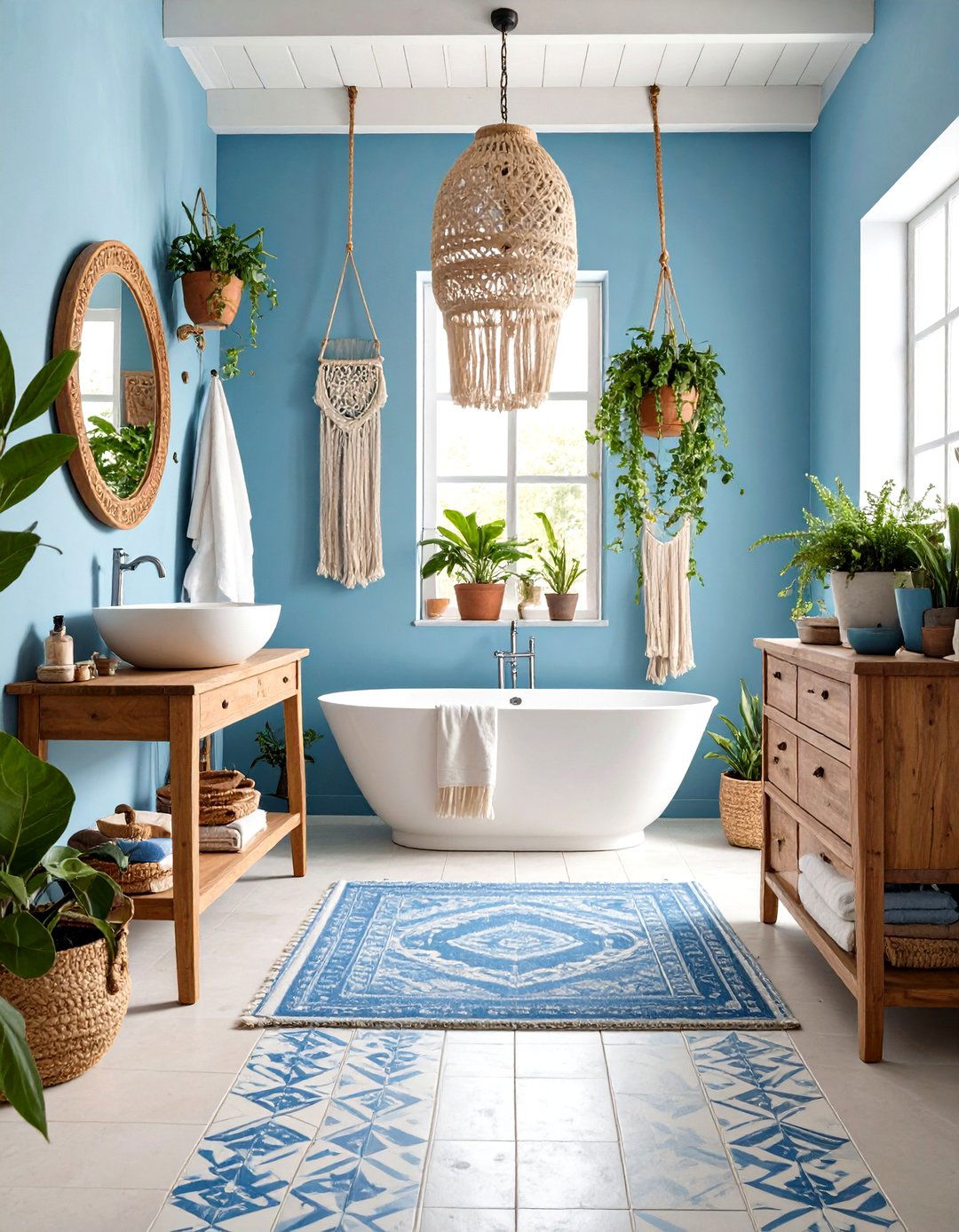 Bohemian Blue Bathroom Oasis - 30 light blue bathroom ideas