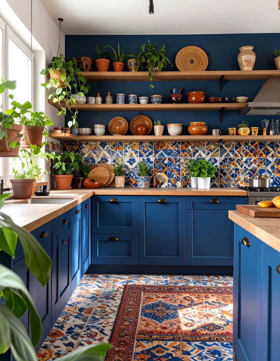 Bohemian Blue Kitchen - 30 blue kitchen ideas