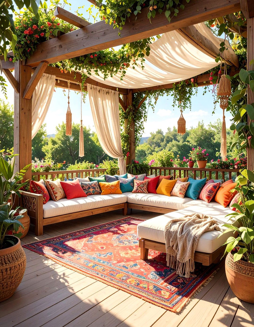 Bohemian Chic Deck Pergola - 30 deck pergola ideas