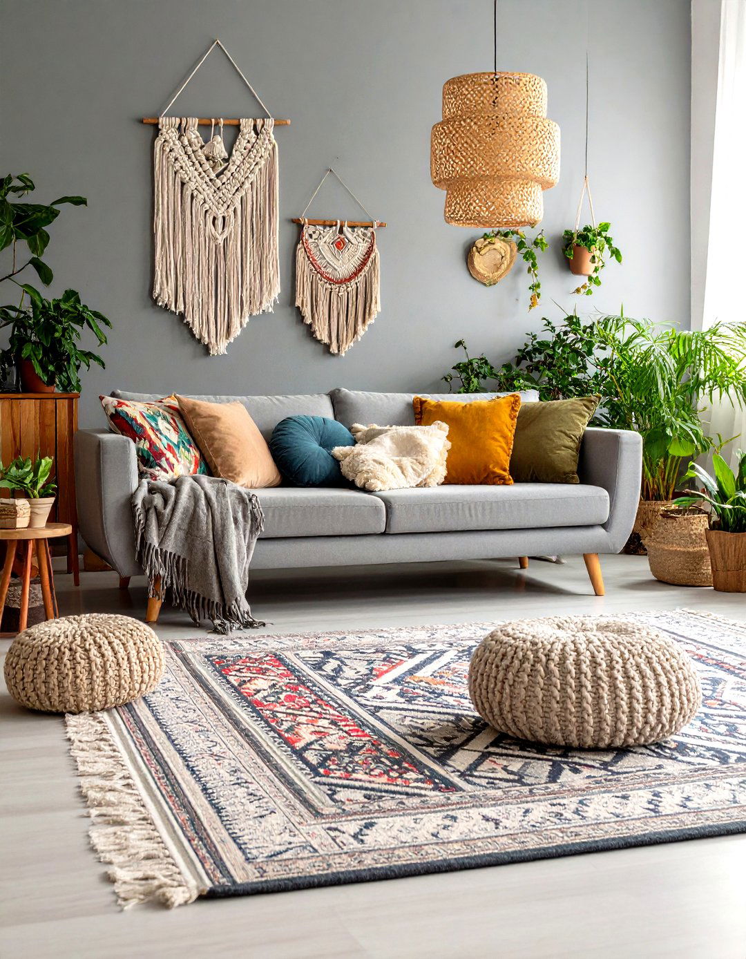Bohemian Chic Grey Living Room - 30 grey living room decor ideas