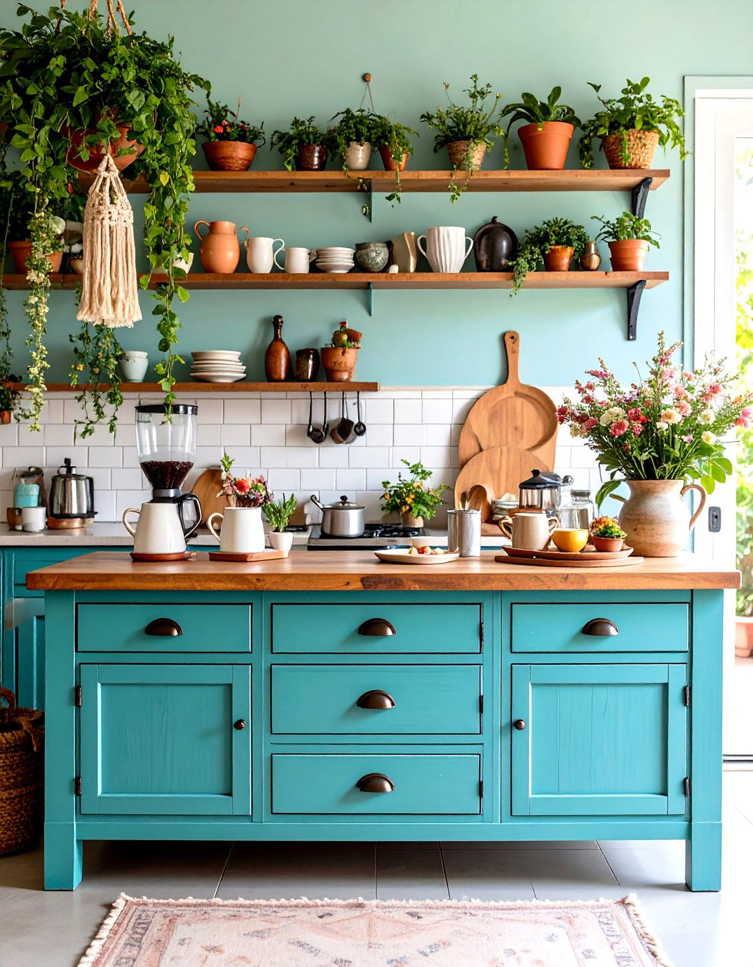 Bohemian Chic Kitchen Coffee Setup - 30 kitchen coffee bar ideas