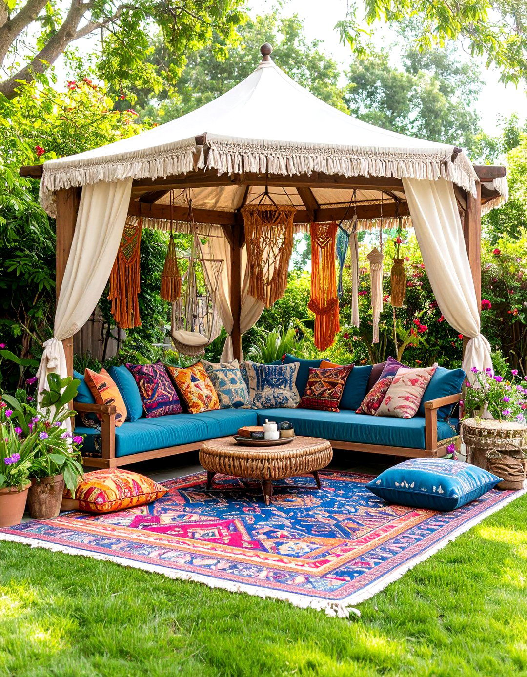Bohemian Chic Lounge Gazebo - 30 backyard gazebo ideas