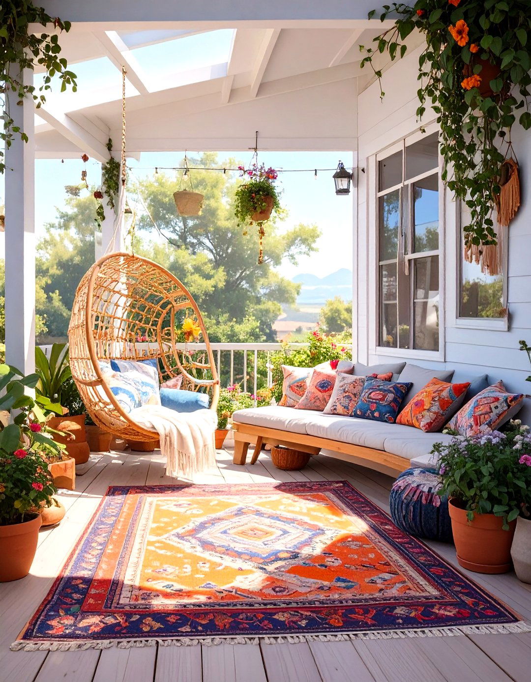 Bohemian Chic Outdoor Lounge - 30 mobile home porch ideas