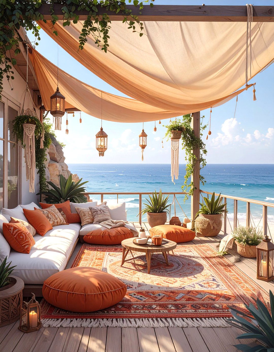 Bohemian Chic Sail Shade Canopy - 30 deck awning ideas
