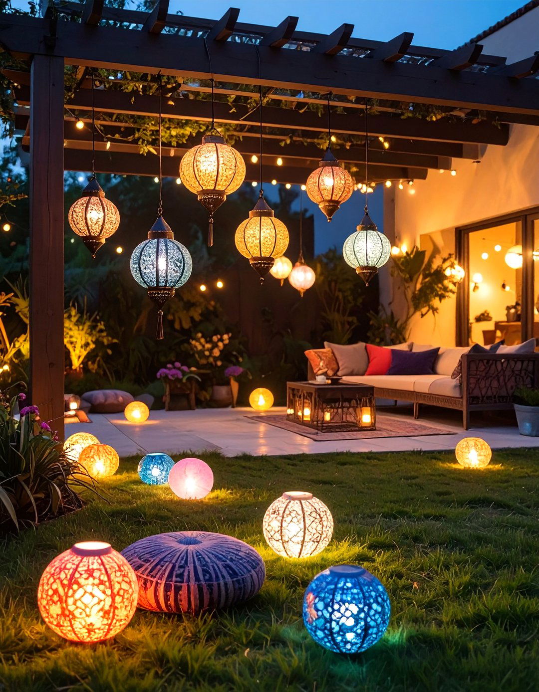 Bohemian Chic with Colorful Orbs - 30 outdoor  lights ideas