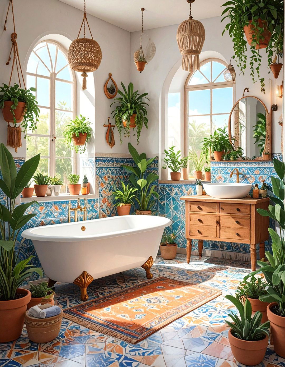 Bohemian Eclectic Bathroom - 30 bathroom makeover ideas