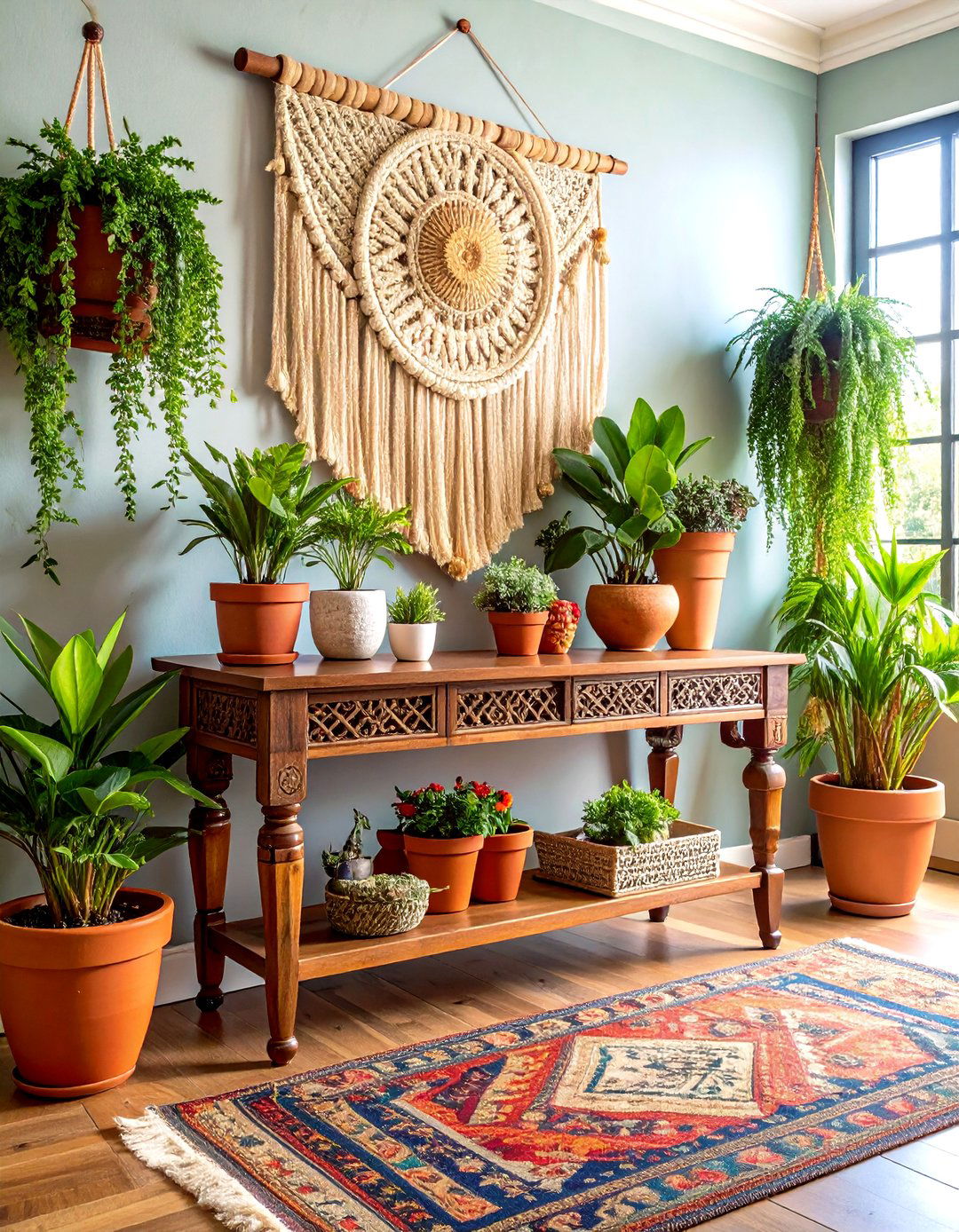 Bohemian Eclectic Console Table - 30 entryway console table decor ideas