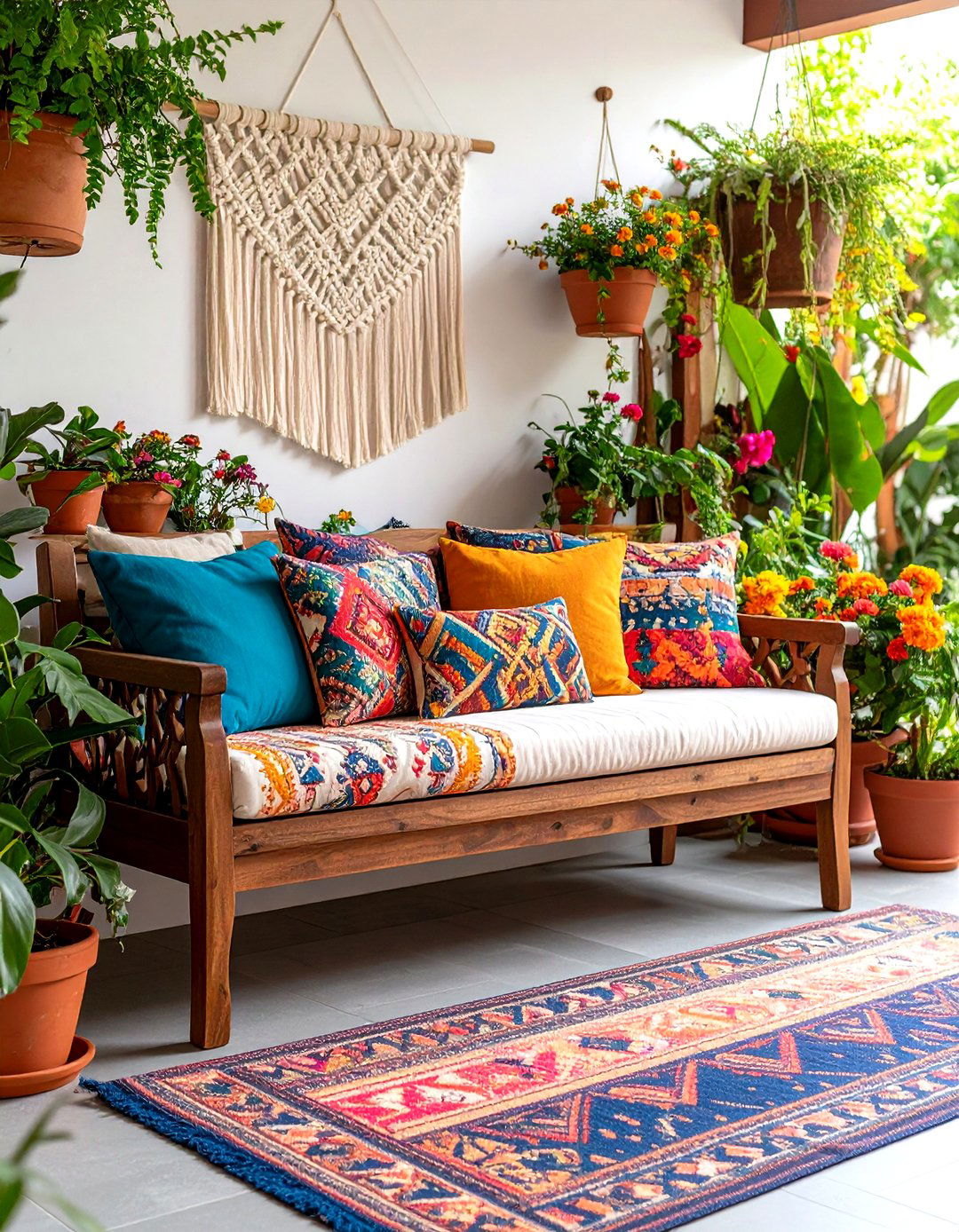 Bohemian Eclectic Entryway Bench - 30 entryway bench ideas