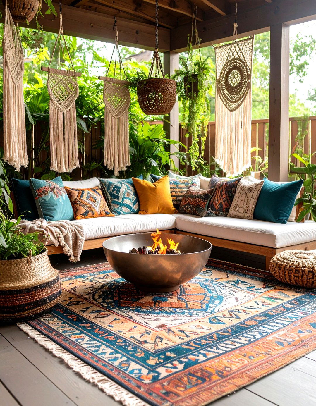Bohemian Eclectic Fire Pit Nook - 30 fire pit landscaping ideas