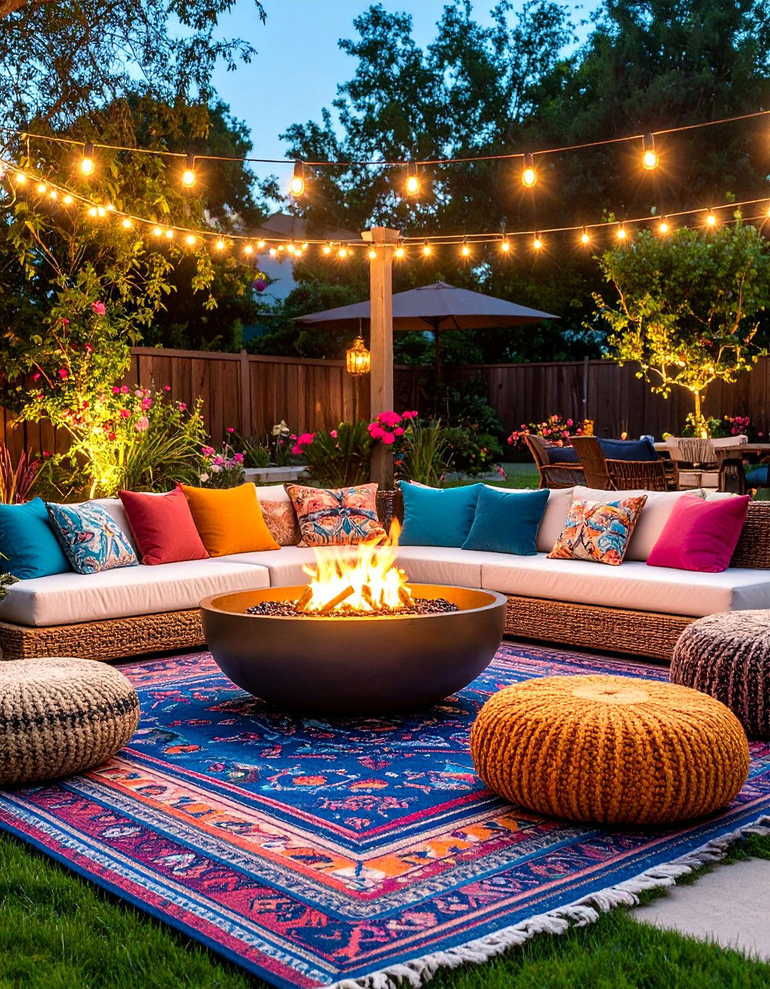 Bohemian Eclectic Firepit Lounge - 30 backyard firepit ideas