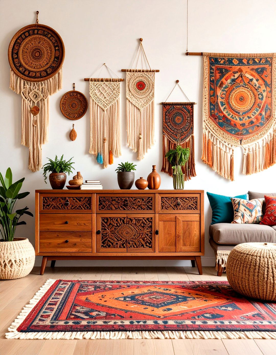 Bohemian Eclectic Living Room Corner - 30 living room entertainment center ideas