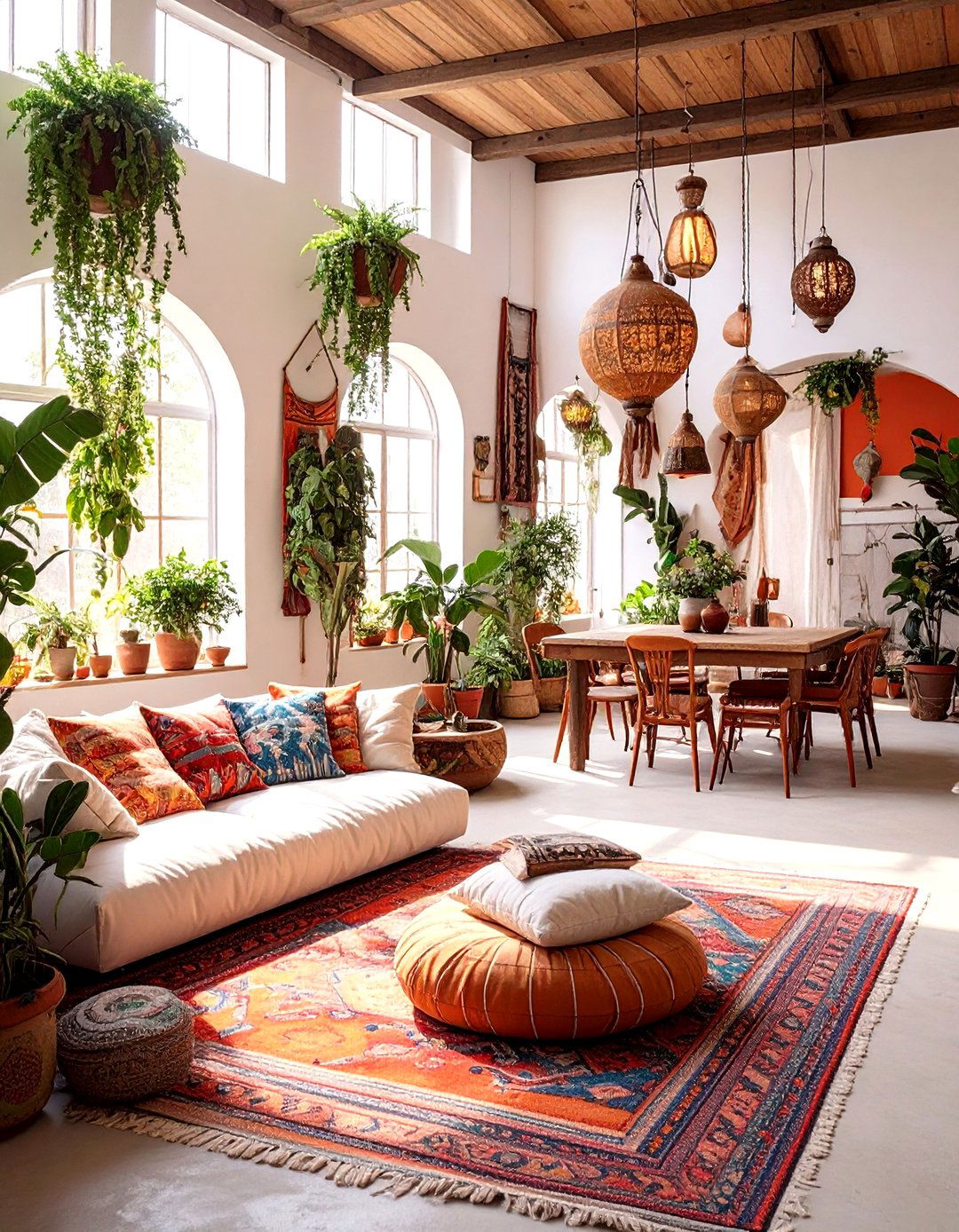 Bohemian Eclectic Living and Dining Room - 30 open concept living room and dining room ideas