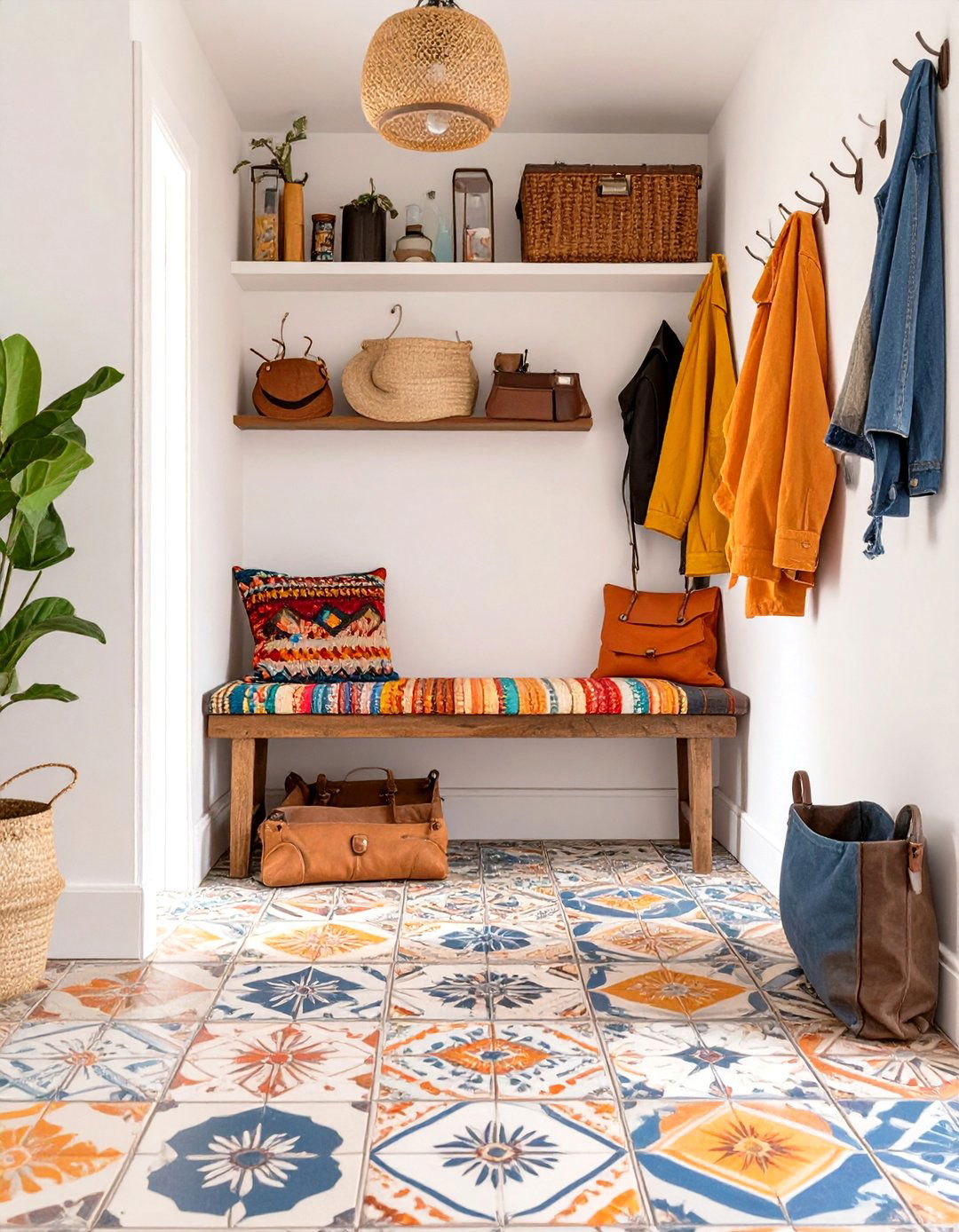 Bohemian Eclectic Mudroom - 30 mudroom storage ideas