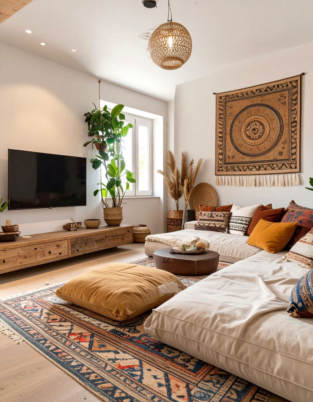 Bohemian Eclectic With Low Slung Furniture - 30 narrow living room ideas with tv
