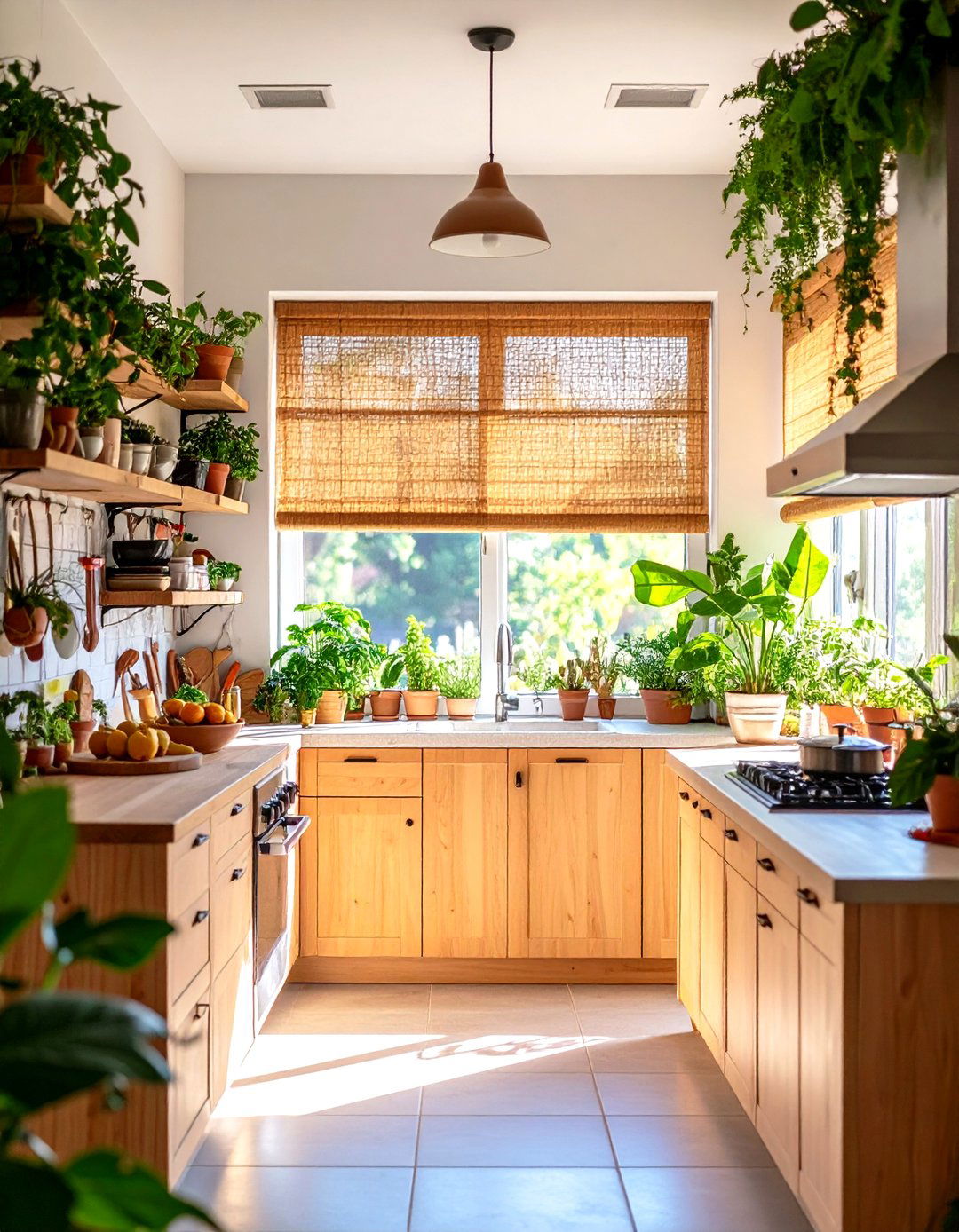 Bohemian Eclectic with Bamboo Blinds - 30 kitchen blinds ideas