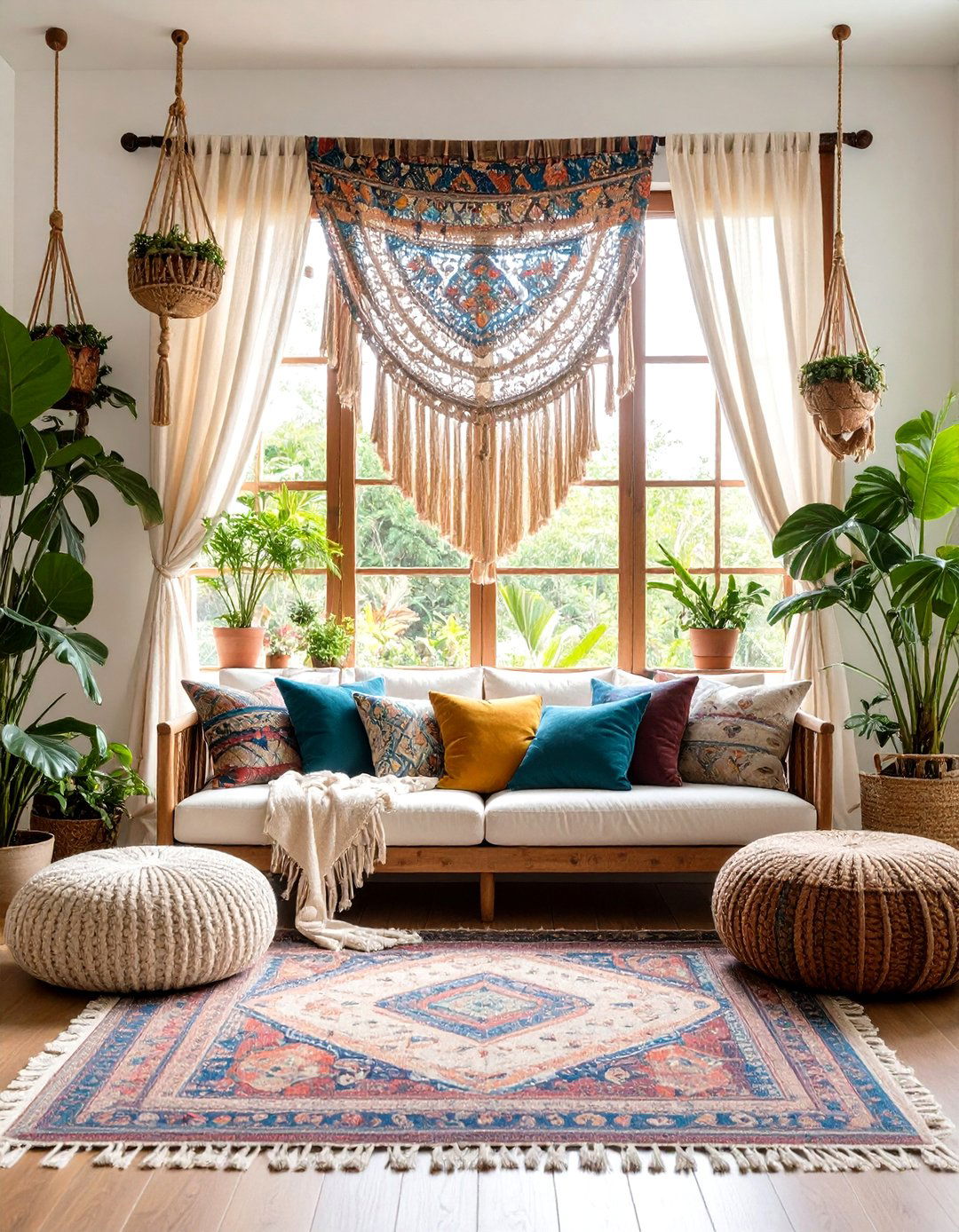 Bohemian Eclectic with Mixed Patterns - 30 living room window ideas