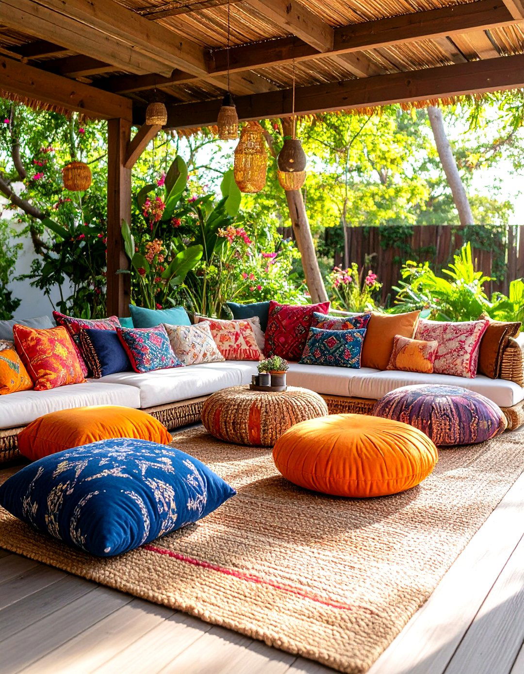 Bohemian Floor Cushion Outdoor Seating - 30 outdoor seating ideas