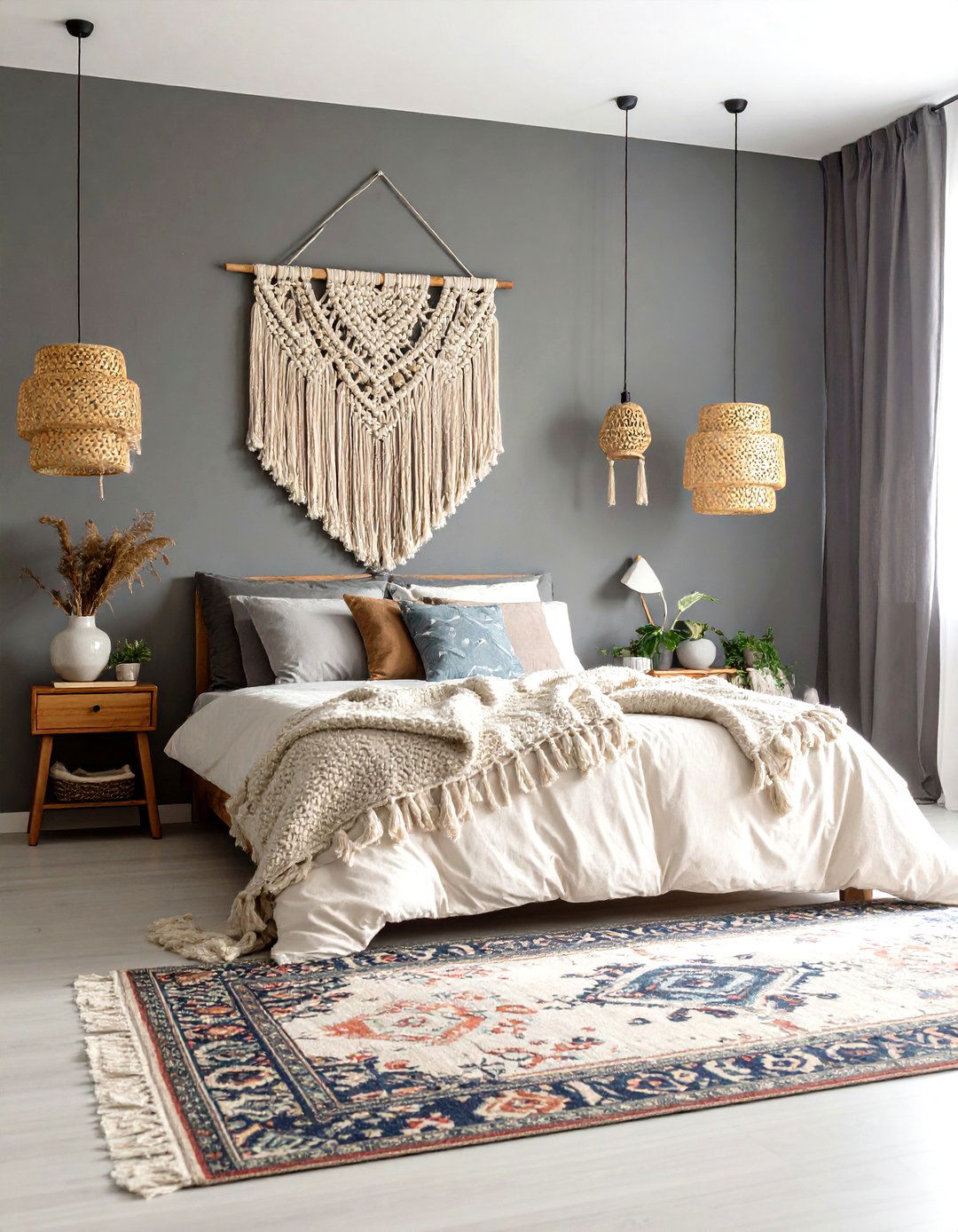 Bohemian Gray Bedroom - 30 gray bedroom ideas