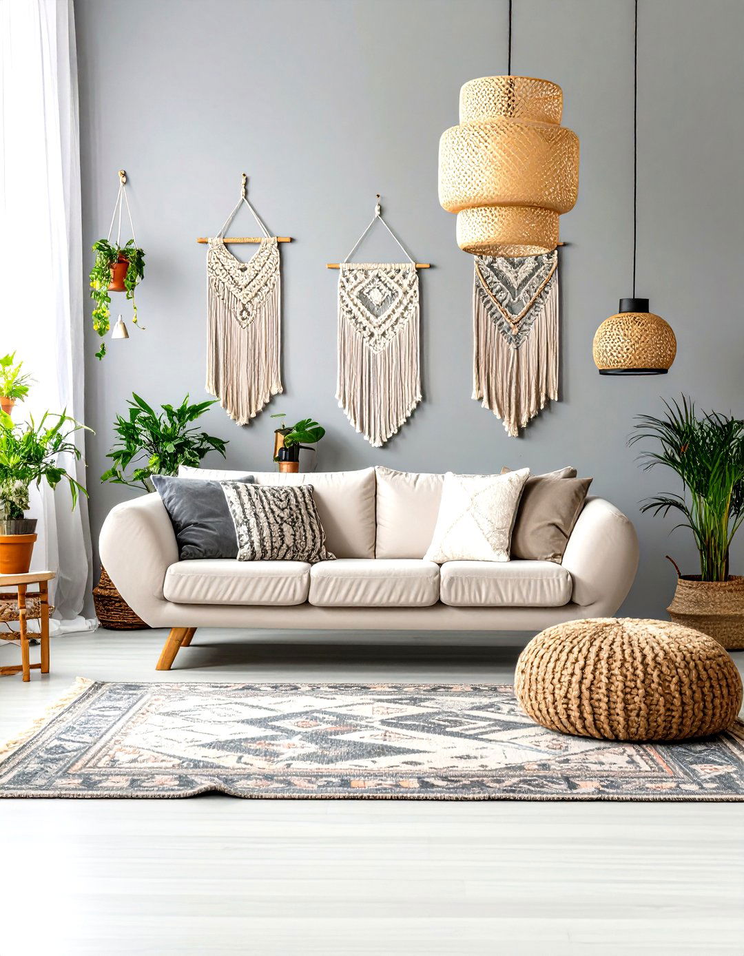 Bohemian Grey and White Living Room - 30 grey and white living room ideas