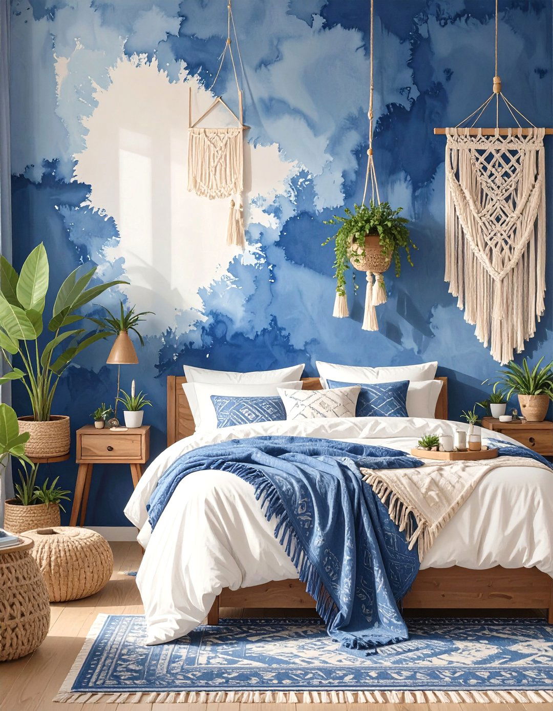 Bohemian Indigo Bedroom - 30 blue bedroom ideas