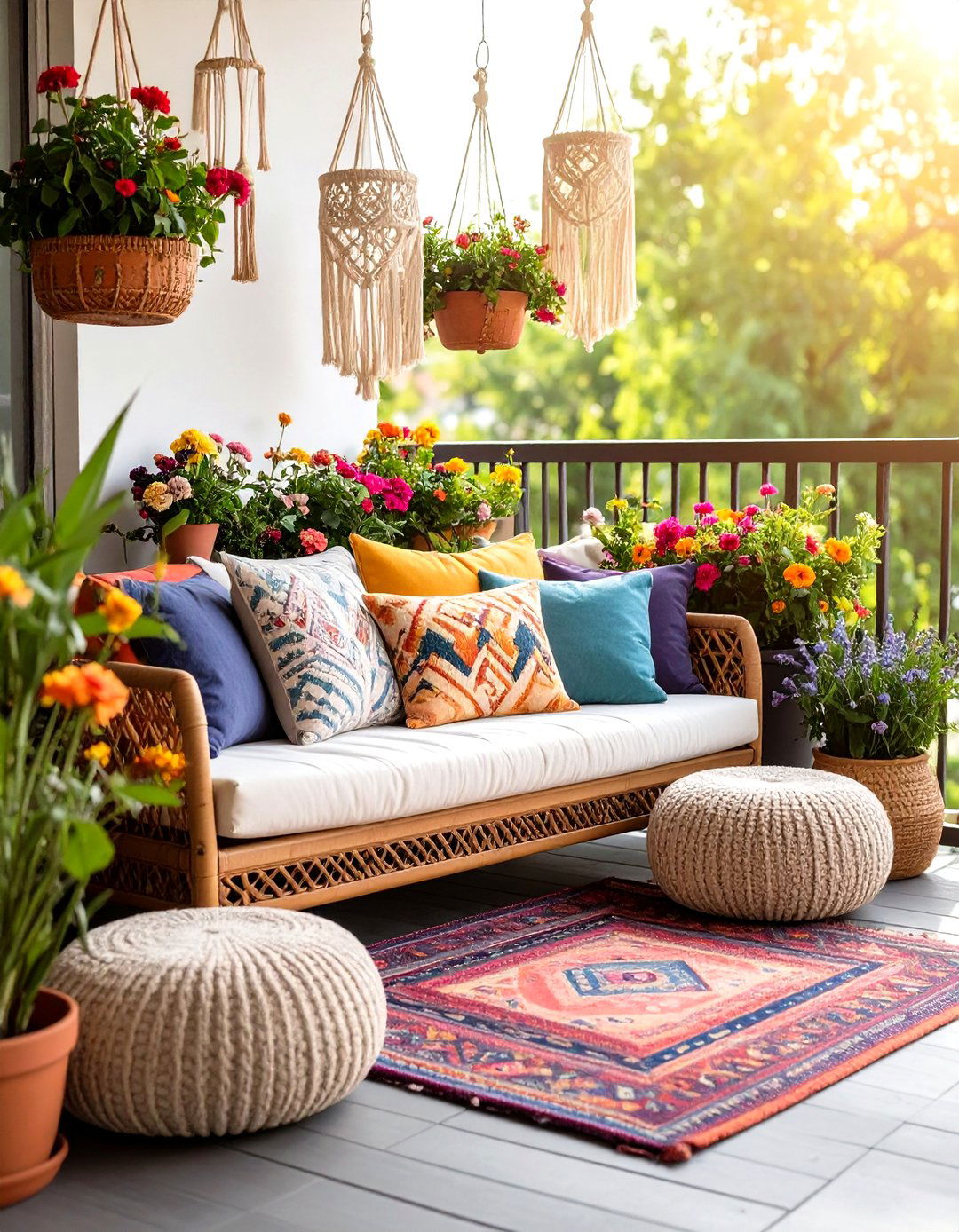 Bohemian Inspired Balcony Nook - 30 outdoor sitting area ideas
