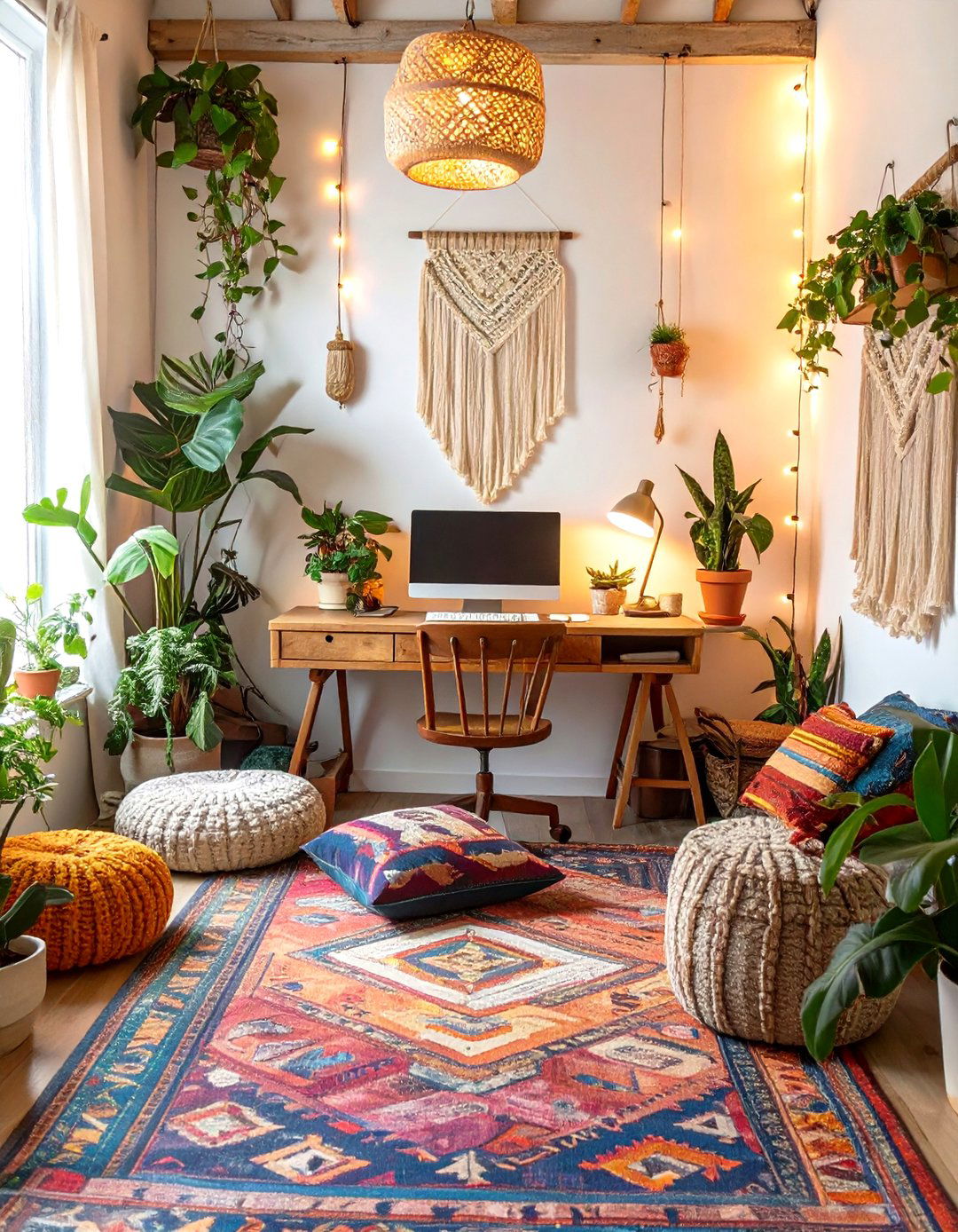 Bohemian Inspired Office Nook - 30 cozy office ideas
